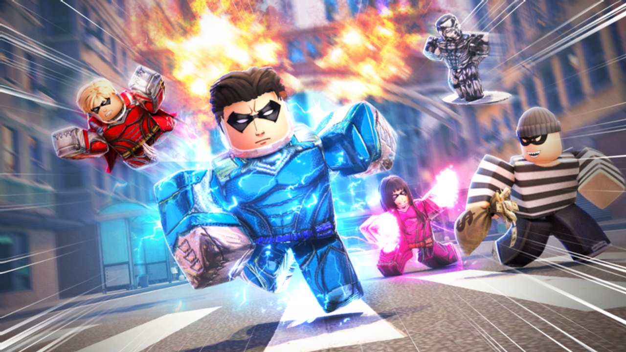 Hero Legends city combat screenshot with powered fighters clashing across an open urban map