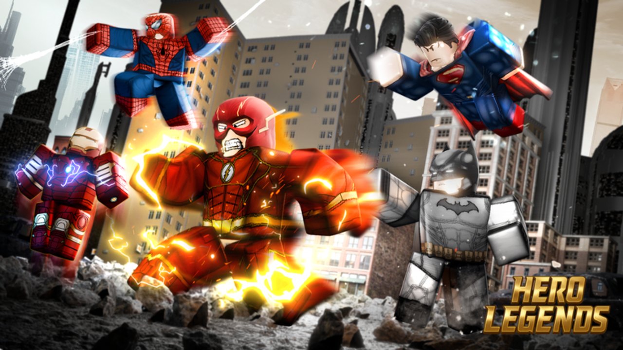 Hero Legends overview screenshot showing the open-world city skyline and street-level PVP action